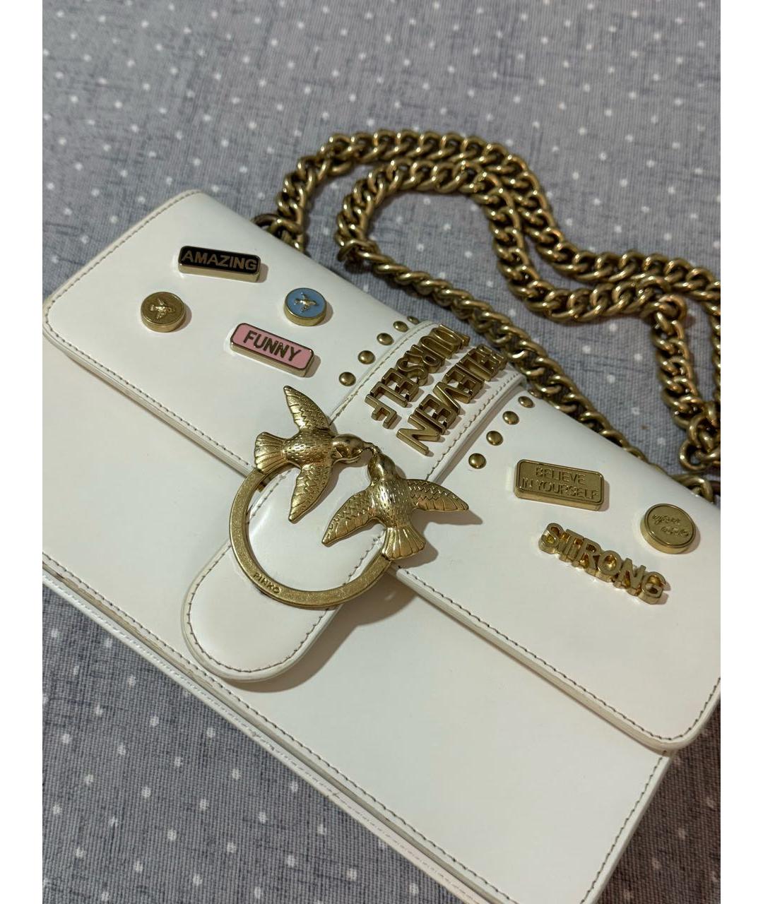 PINKO Белая кожаная сумка через плечо, фото 2