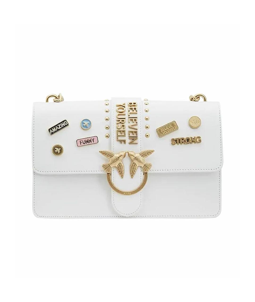 PINKO Белая кожаная сумка через плечо, фото 9