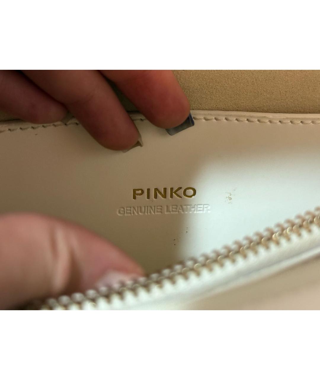 PINKO Белая кожаная сумка через плечо, фото 3