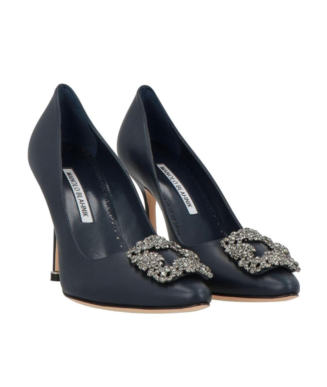 MANOLO BLAHNIK Темно-синие кожаные туфли, фото 2