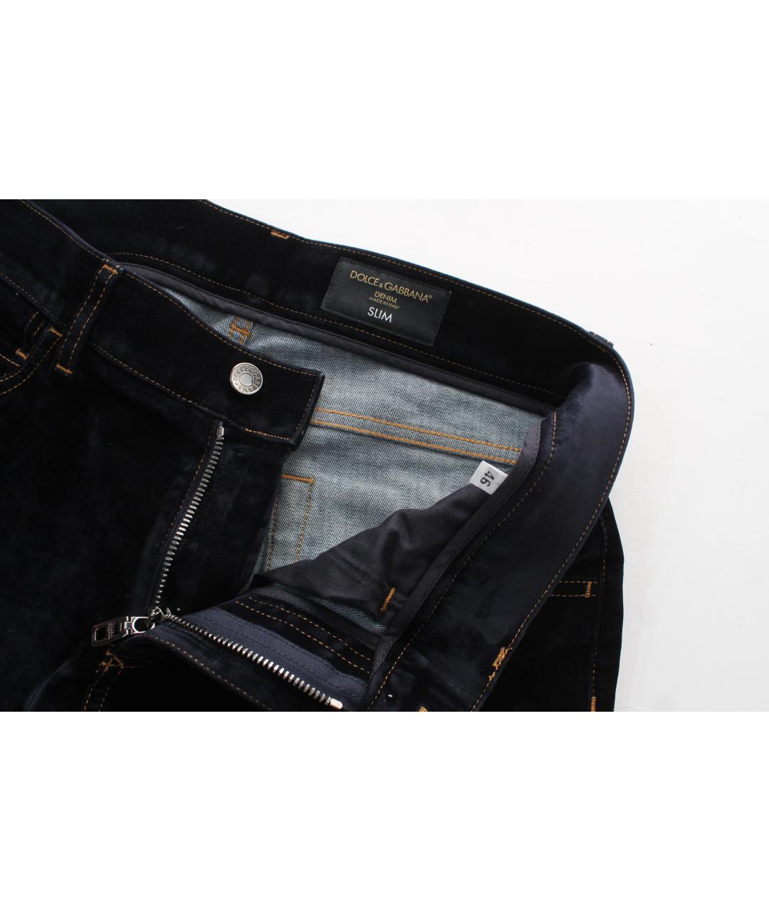 DOLCE&GABBANA Темно-синие хлопко-эластановые джинсы скинни, фото 7