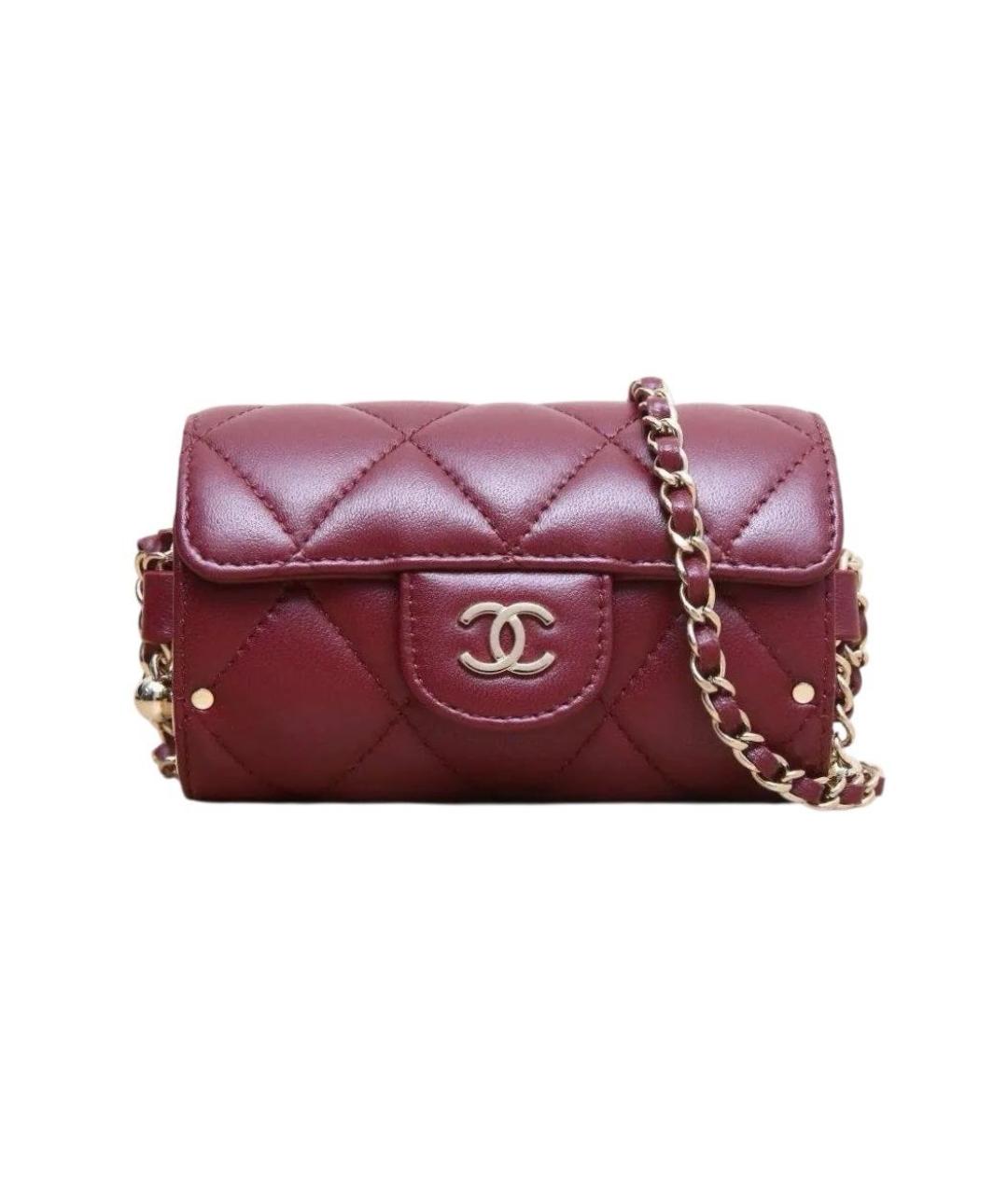 CHANEL Бордовая кожаная сумка через плечо, фото 9