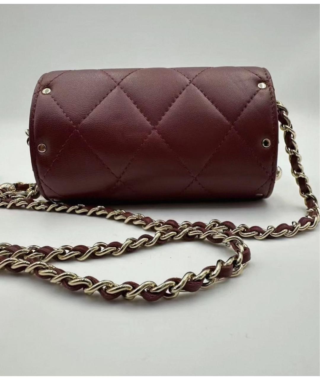 CHANEL Бордовая кожаная сумка через плечо, фото 3