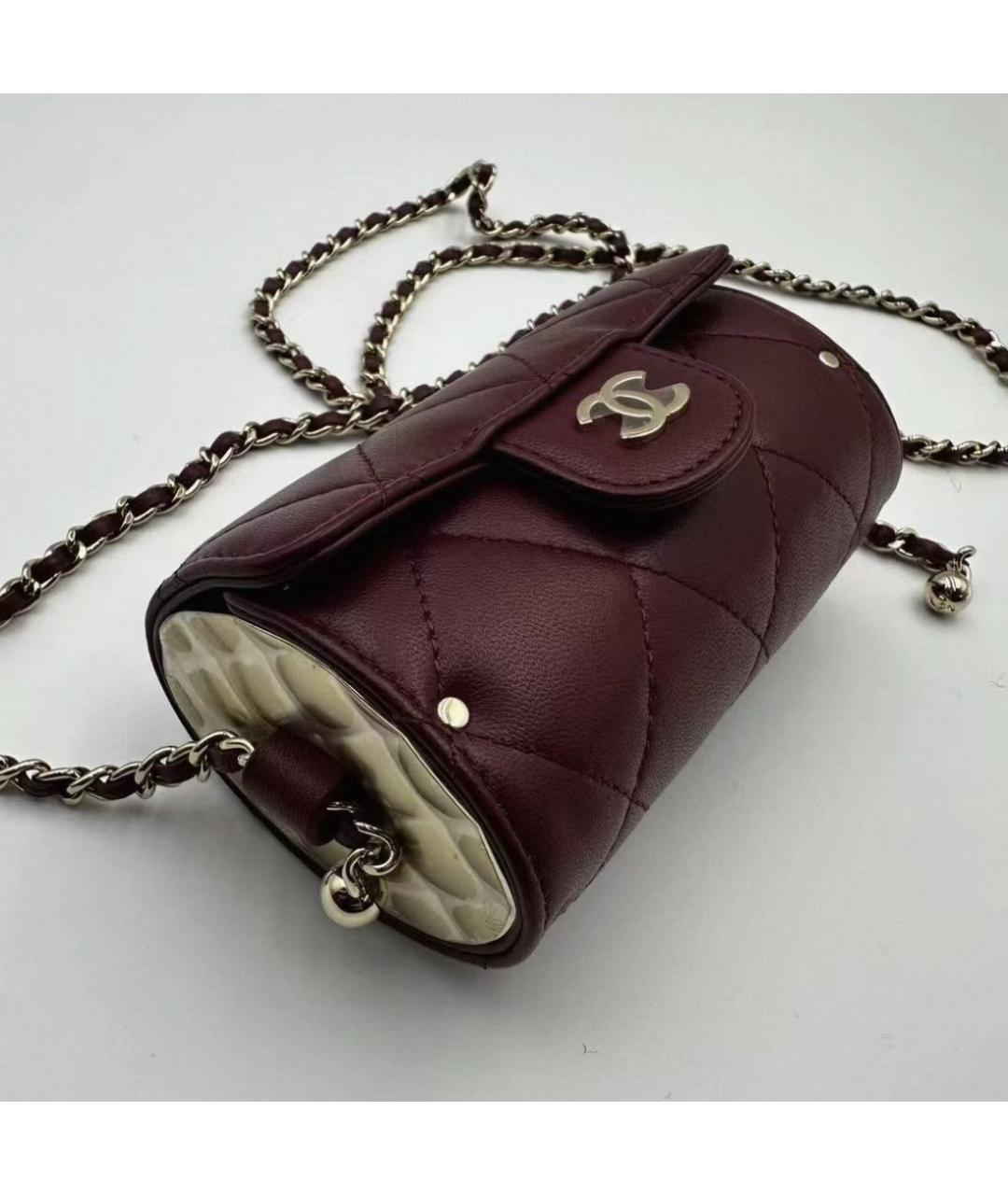 CHANEL Бордовая кожаная сумка через плечо, фото 7