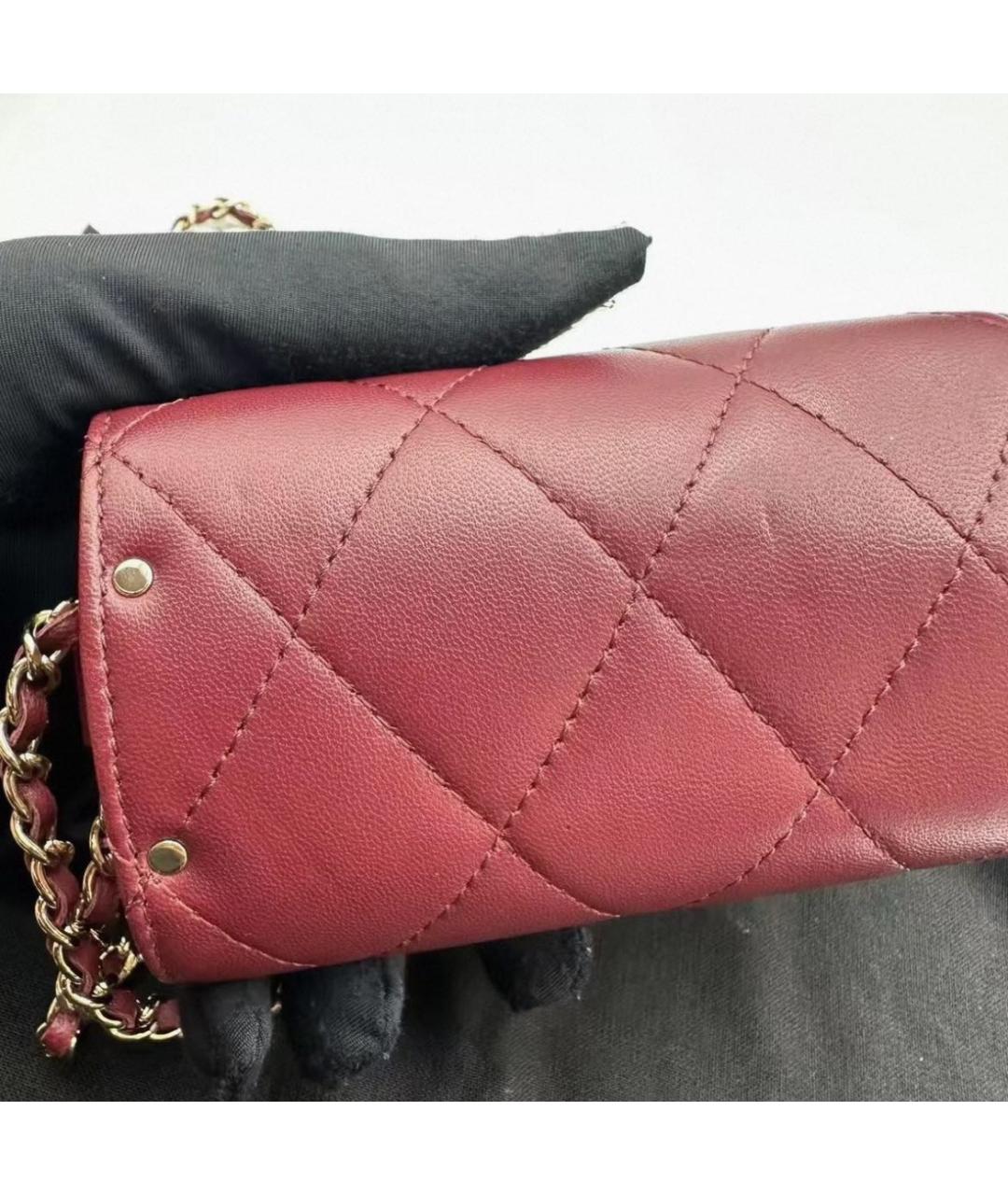 CHANEL Бордовая кожаная сумка через плечо, фото 8