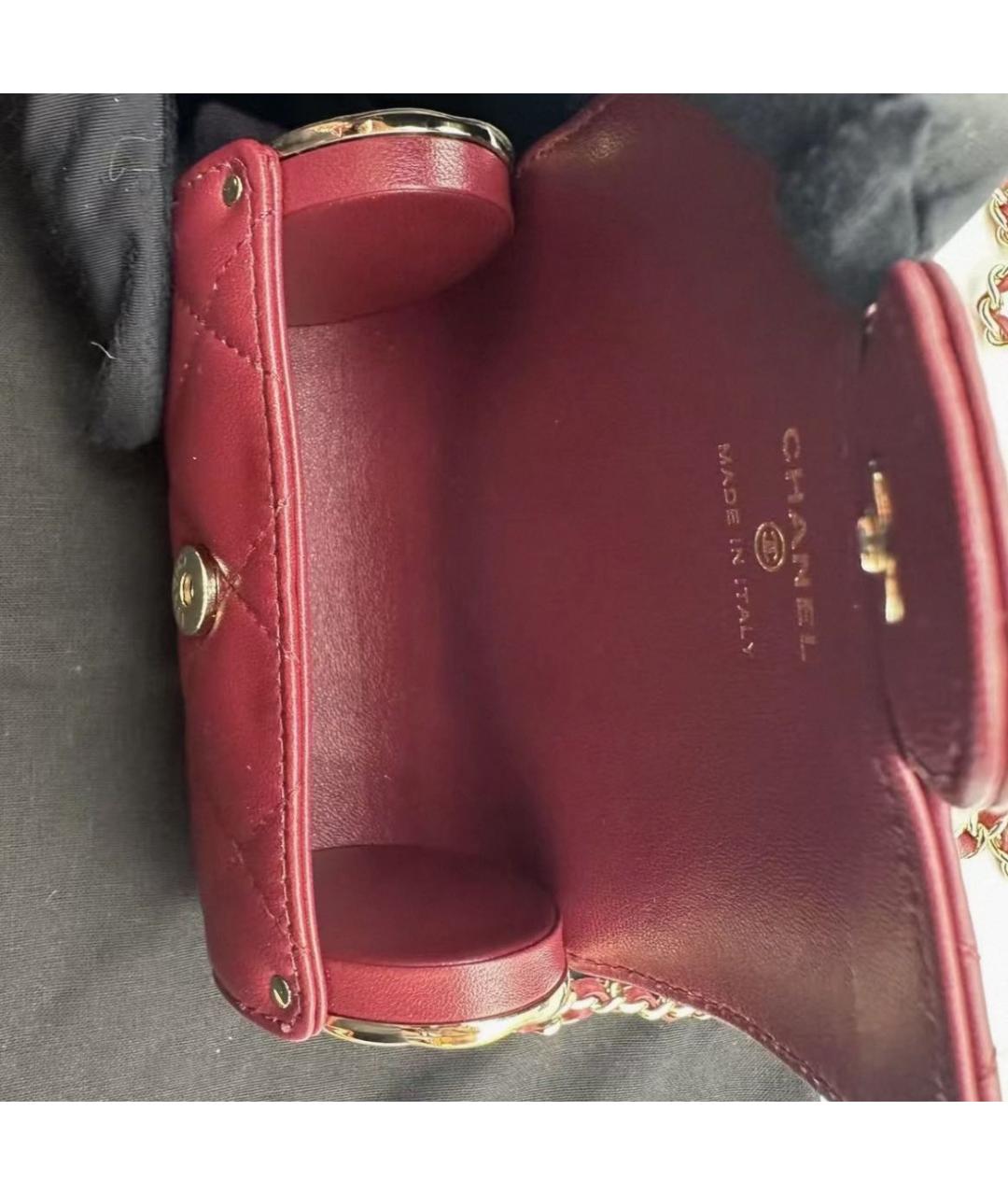 CHANEL Бордовая кожаная сумка через плечо, фото 4