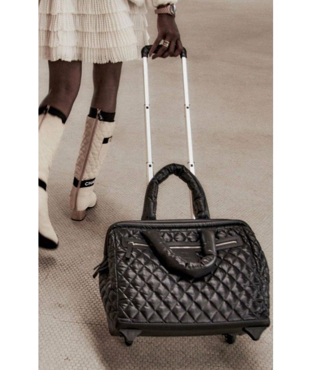 CHANEL Черная кожаная дорожная/спортивная сумка, фото 6