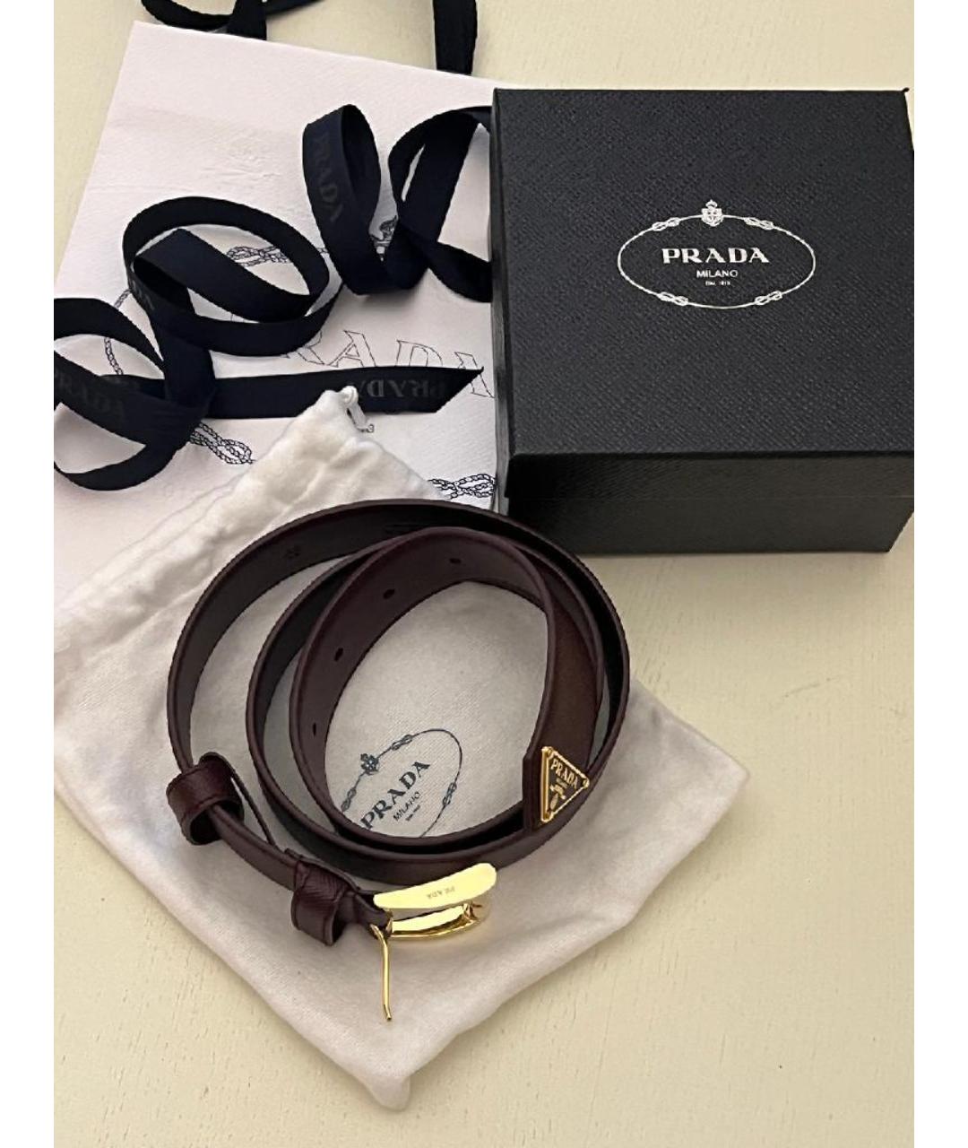 PRADA Бордовый кожаный ремень, фото 7