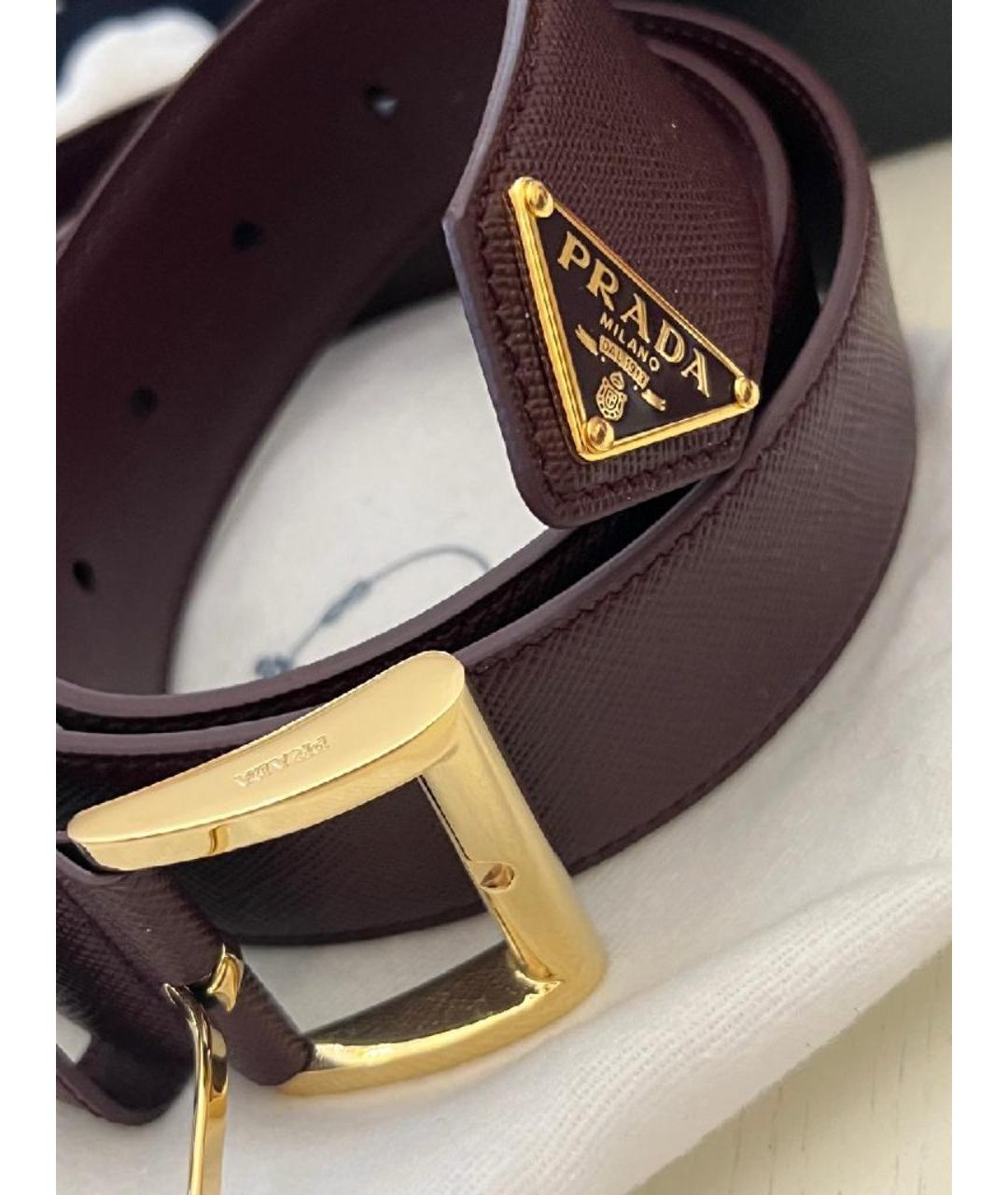 PRADA Бордовый кожаный ремень, фото 6