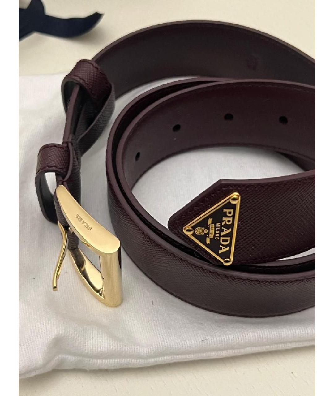 PRADA Бордовый кожаный ремень, фото 4