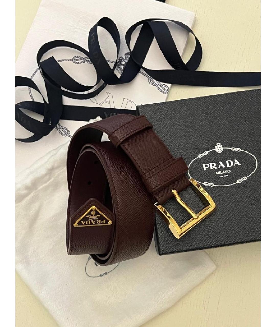 PRADA Бордовый кожаный ремень, фото 8