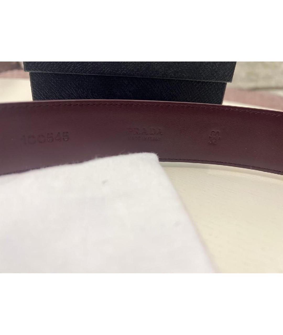 PRADA Бордовый кожаный ремень, фото 3