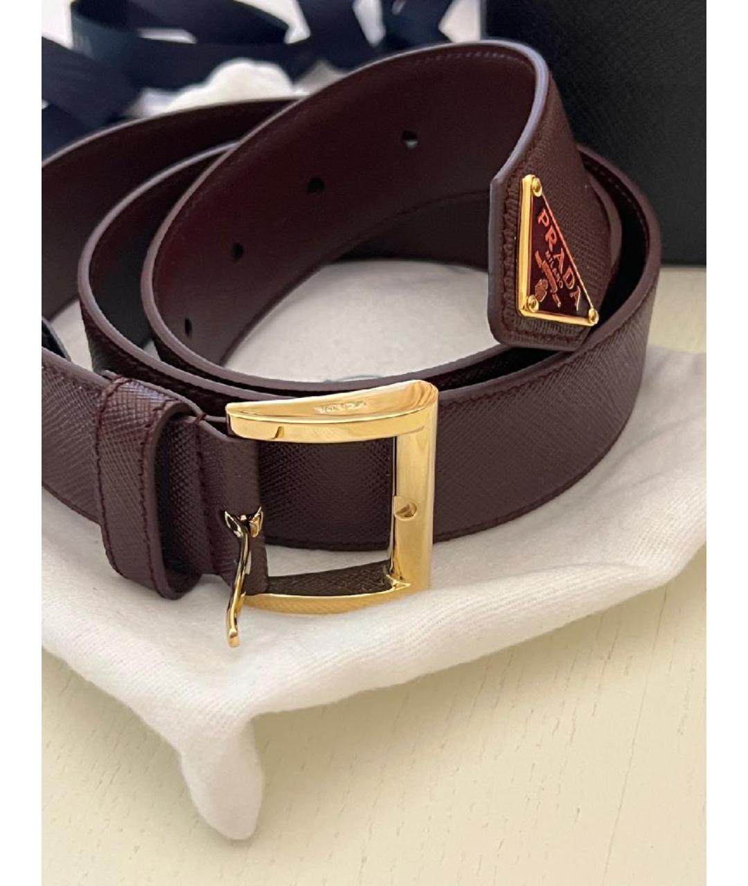 PRADA Бордовый кожаный ремень, фото 2