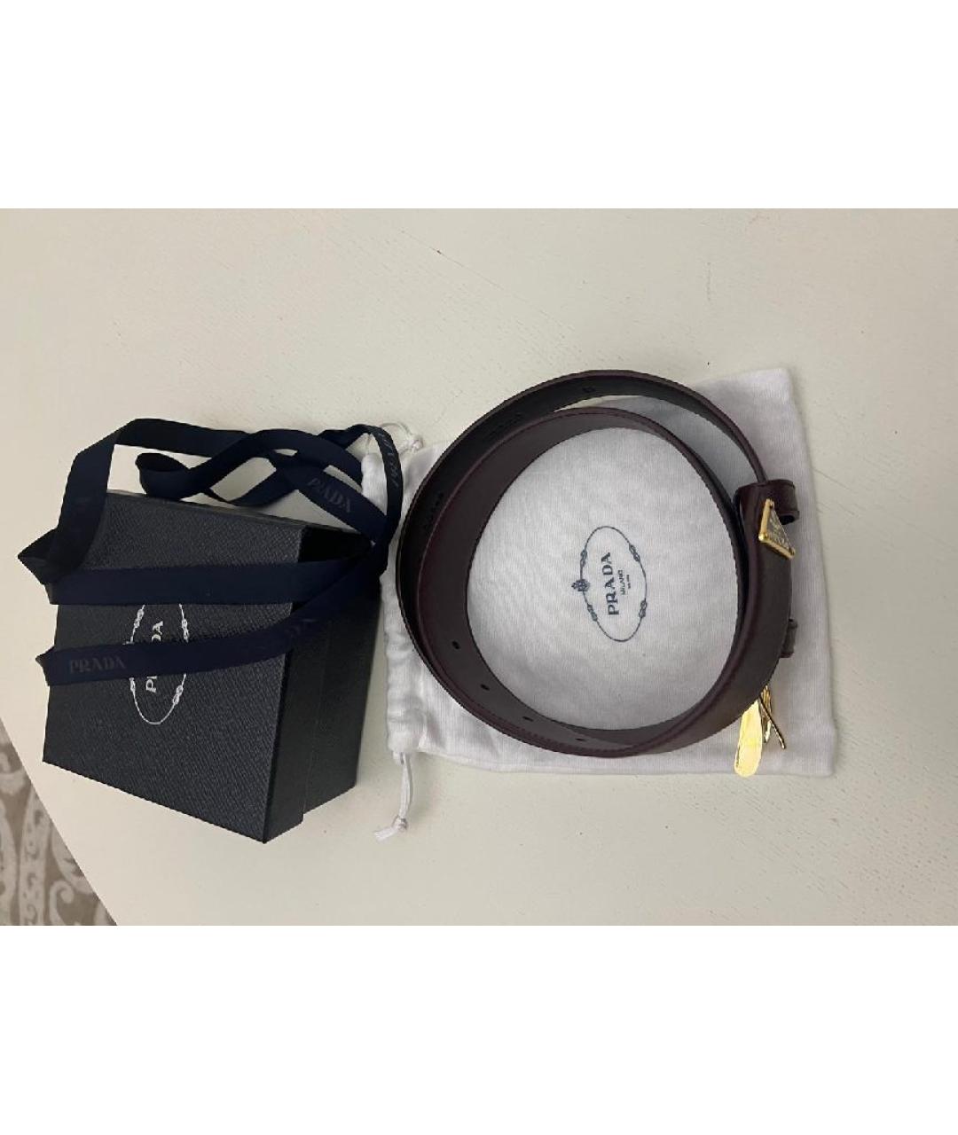 PRADA Бордовый кожаный ремень, фото 5