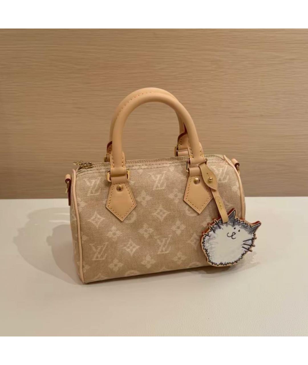 LOUIS VUITTON Бежевая сумка с короткими ручками, фото 4