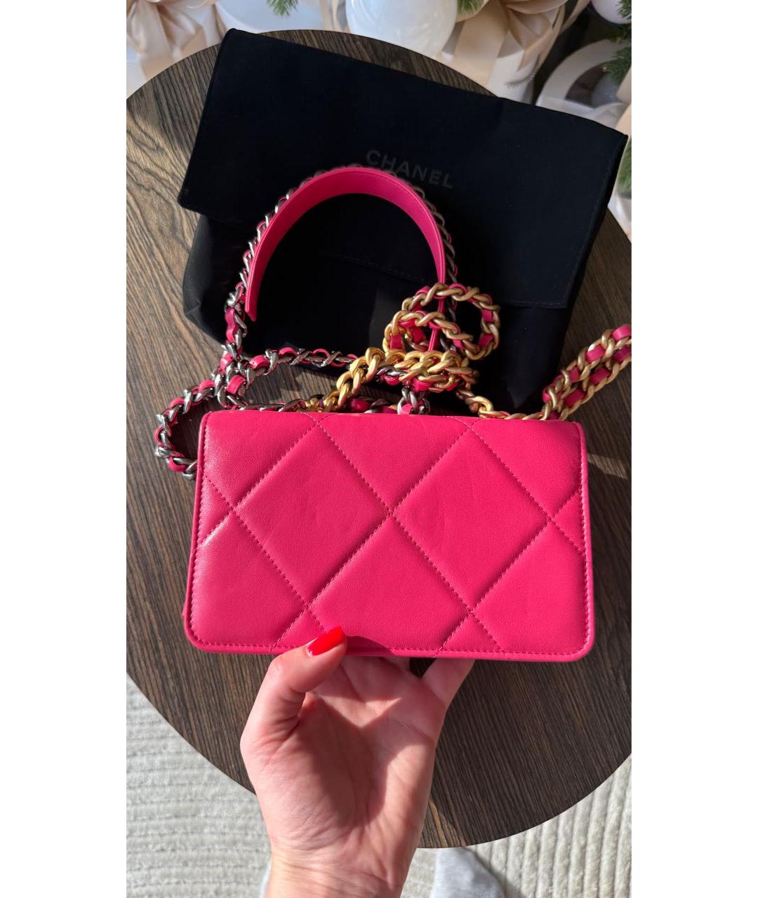 CHANEL Розовая кожаная сумка через плечо, фото 2
