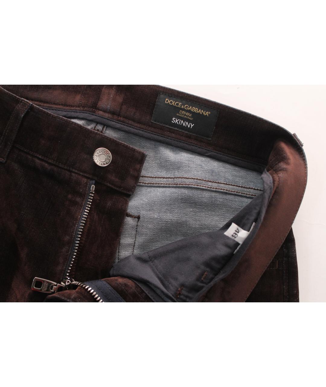 DOLCE&GABBANA Коричневые хлопко-эластановые джинсы скинни, фото 5