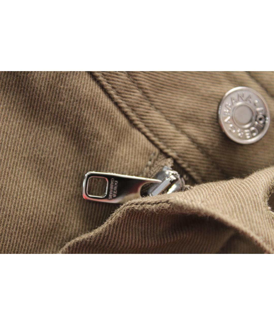 DOLCE&GABBANA Хаки хлопковые повседневные брюки, фото 9