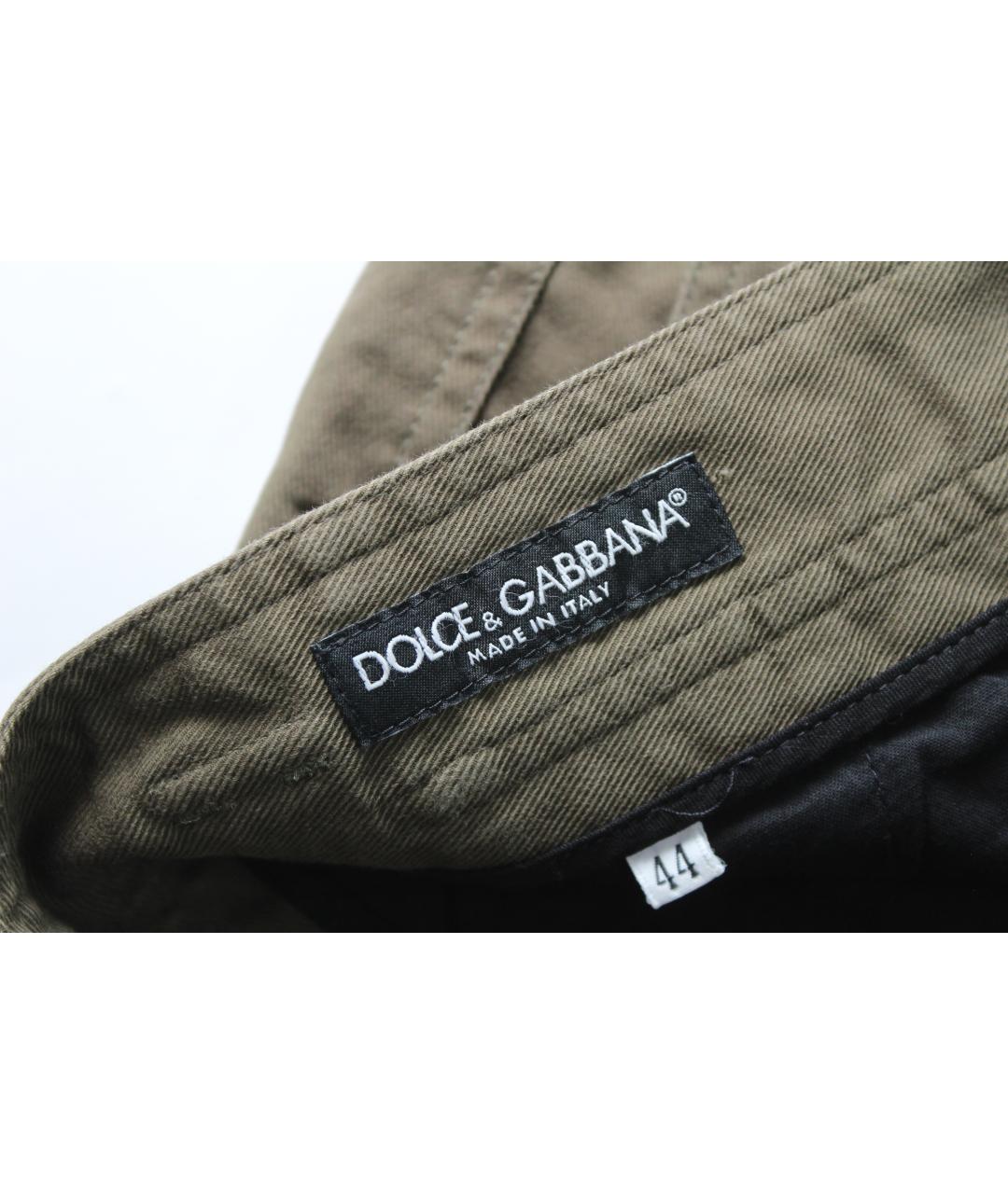 DOLCE&GABBANA Хаки хлопковые повседневные брюки, фото 8