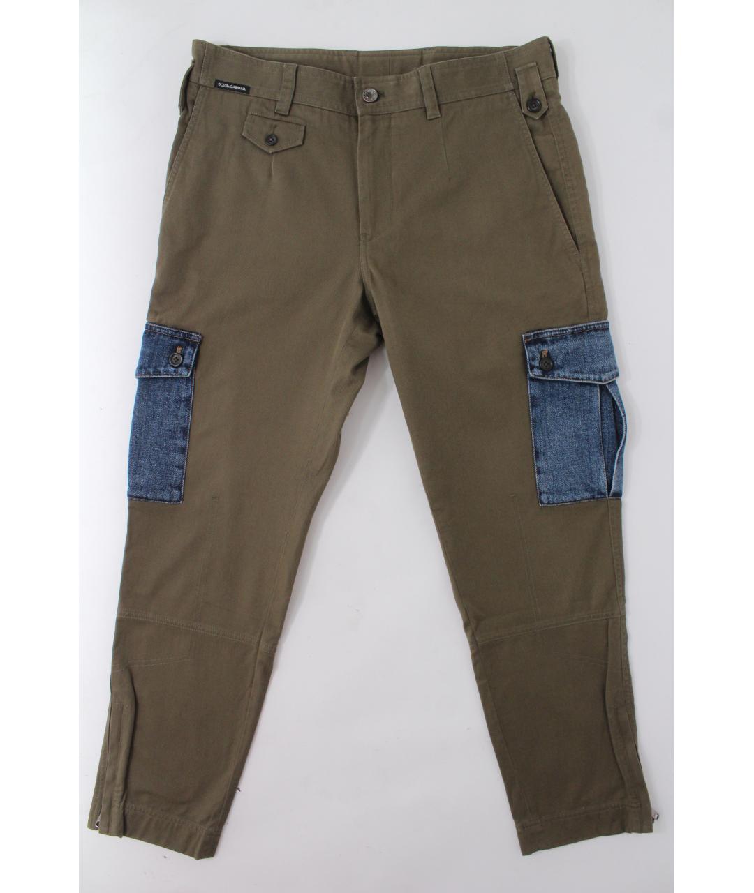 DOLCE&GABBANA Хаки хлопковые повседневные брюки, фото 2