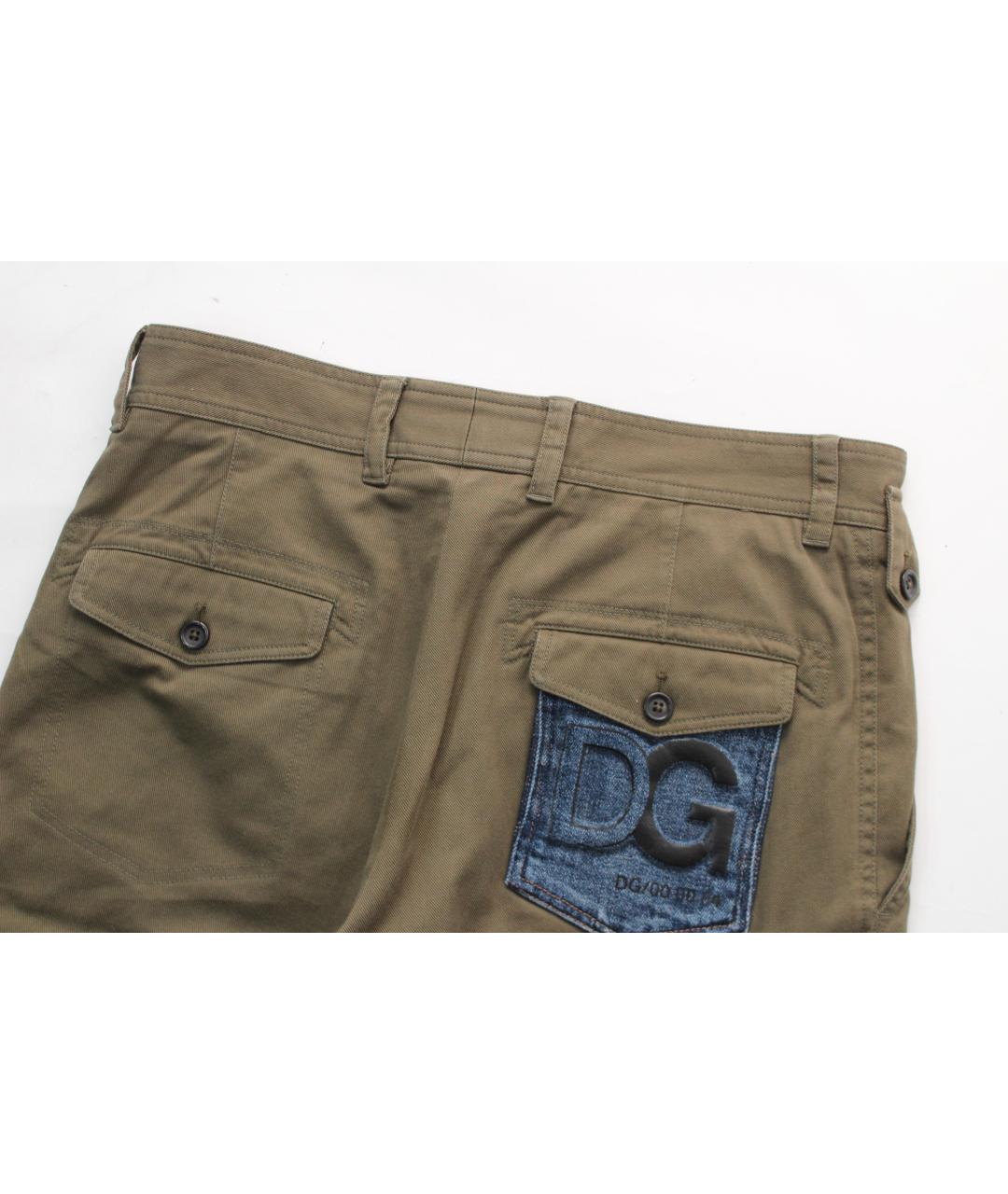 DOLCE&GABBANA Хаки хлопковые повседневные брюки, фото 5