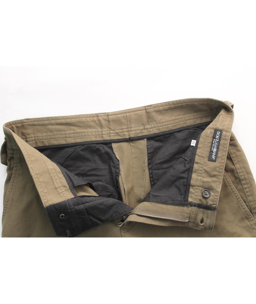 DOLCE&GABBANA Хаки хлопковые повседневные брюки, фото 7