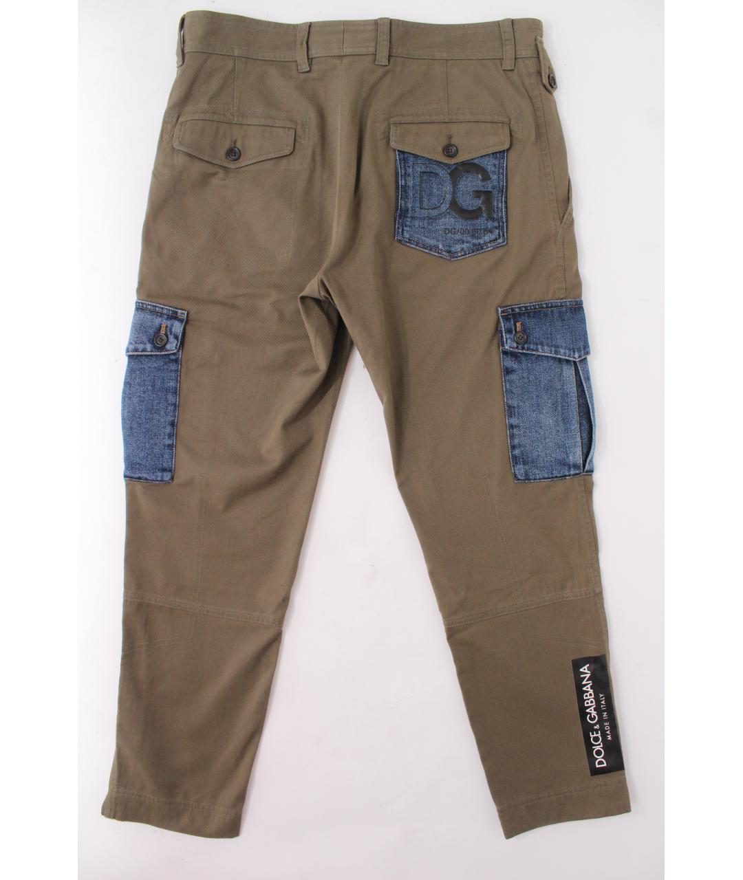 DOLCE&GABBANA Хаки хлопковые повседневные брюки, фото 4