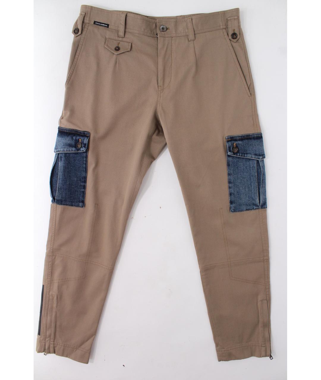 DOLCE&GABBANA Бежевые хлопковые повседневные брюки, фото 10