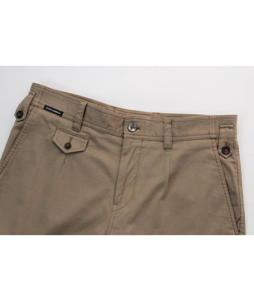 DOLCE&GABBANA Бежевые хлопковые повседневные брюки, фото 3