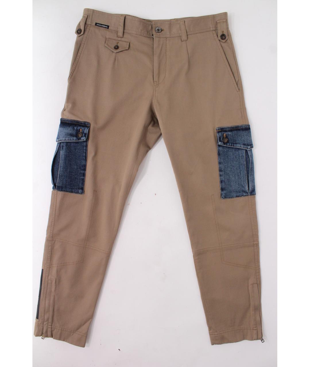 DOLCE&GABBANA Бежевые хлопковые повседневные брюки, фото 2