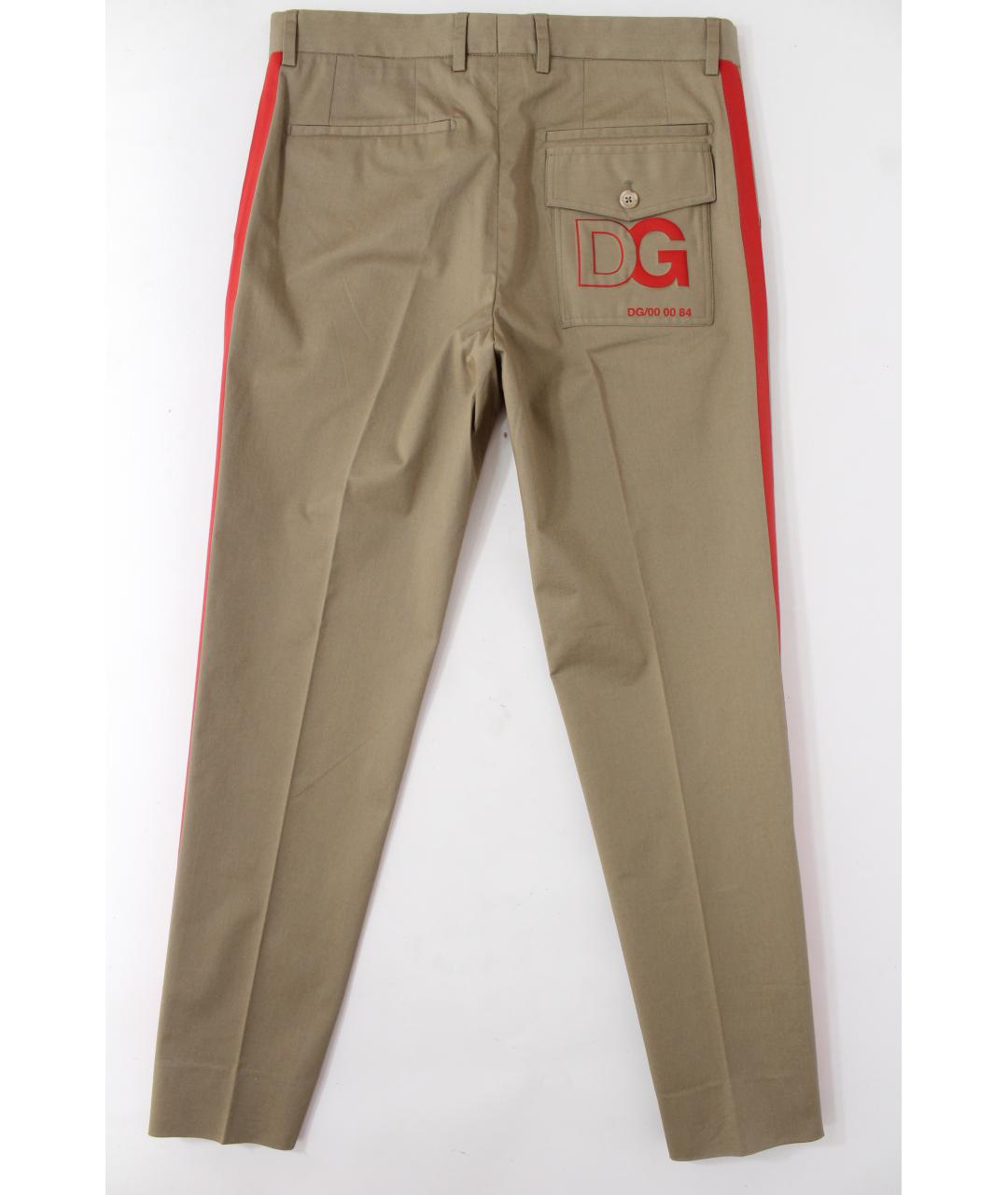 DOLCE&GABBANA Бежевые хлопковые классические брюки, фото 4