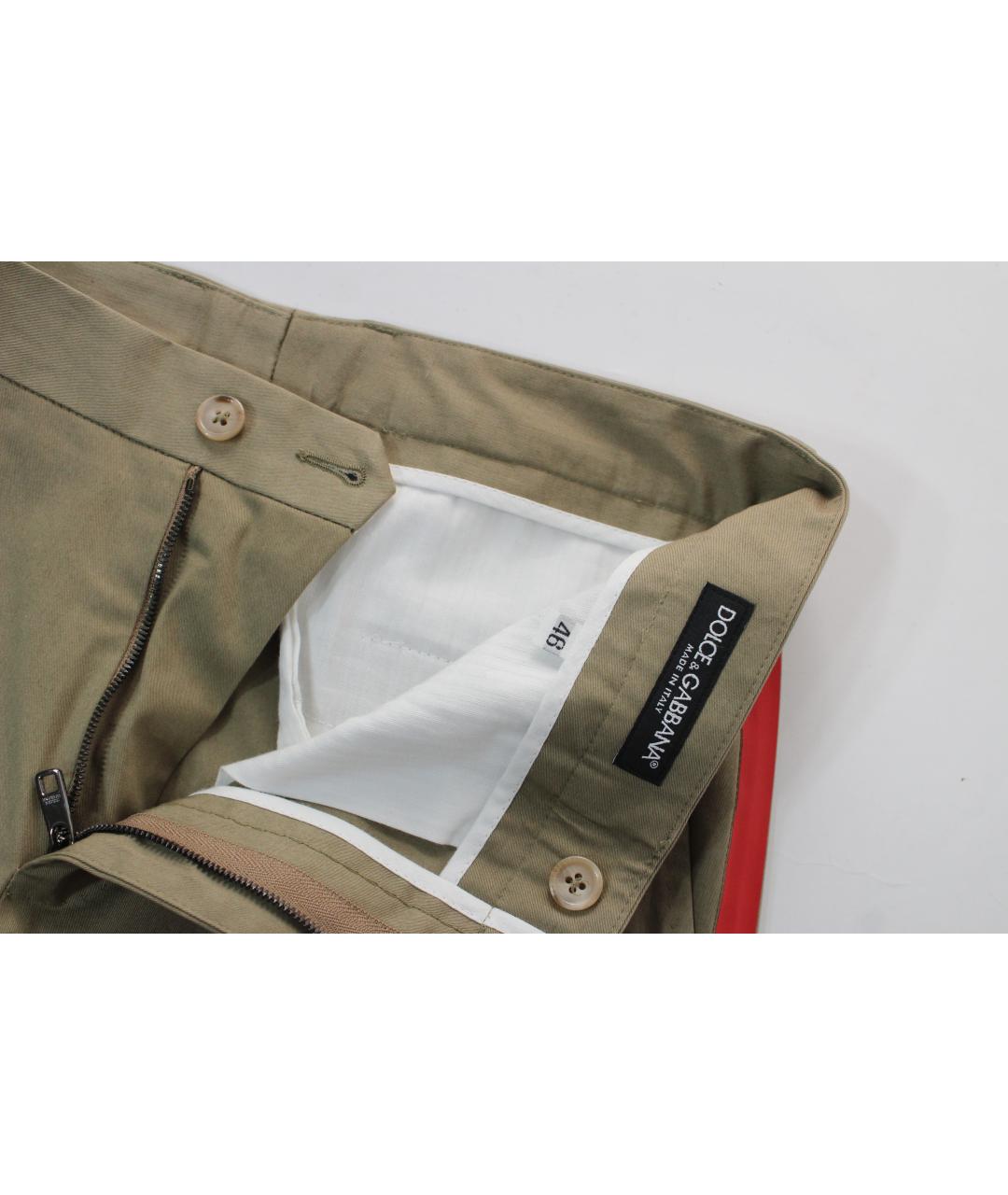 DOLCE&GABBANA Бежевые хлопковые классические брюки, фото 8