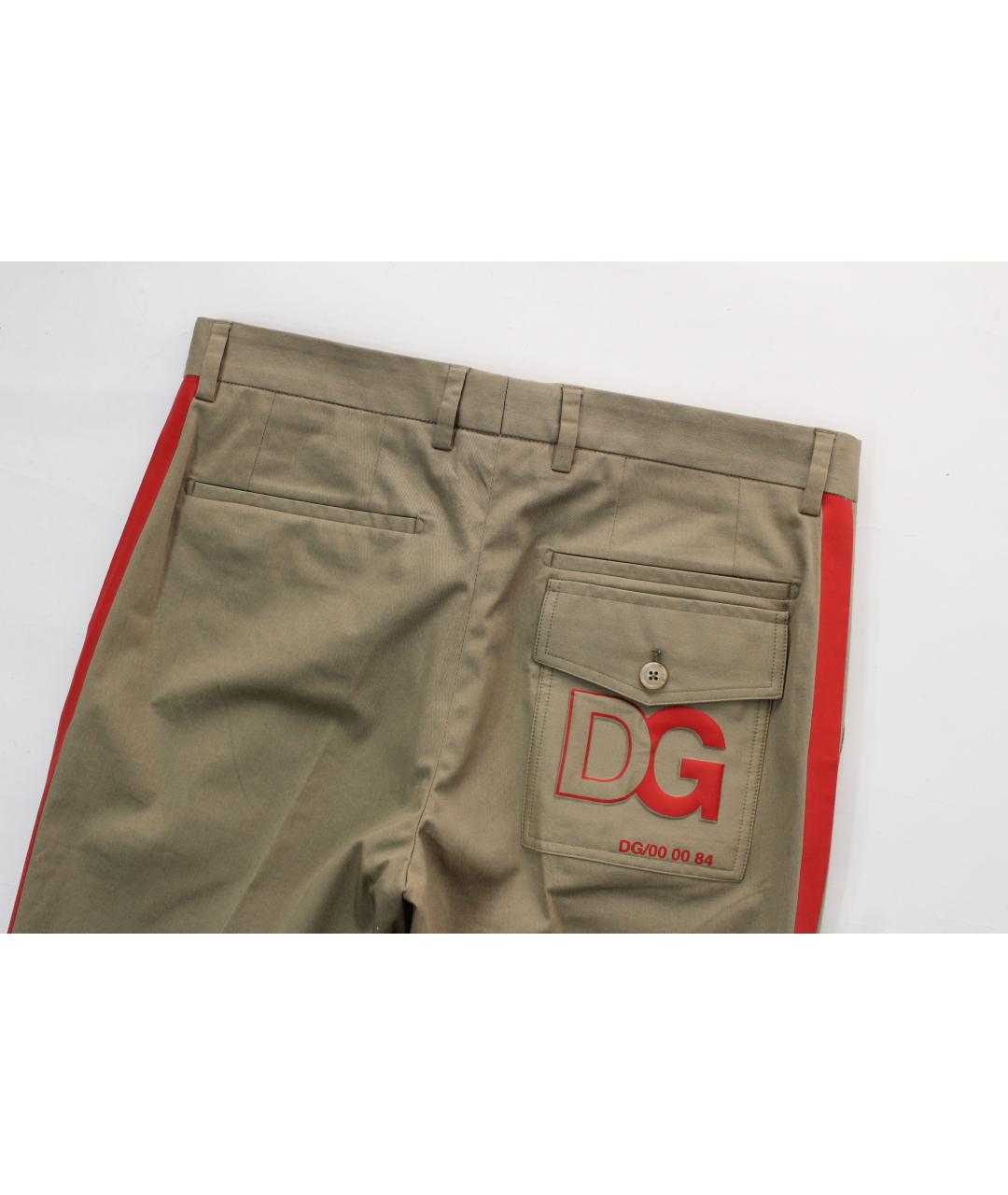 DOLCE&GABBANA Бежевые хлопковые классические брюки, фото 5