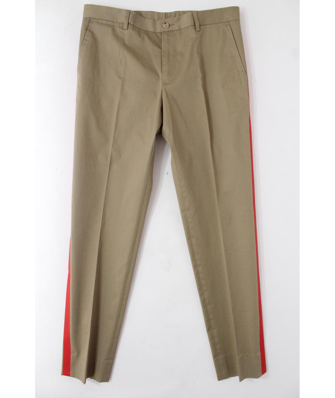 DOLCE&GABBANA Бежевые хлопковые классические брюки, фото 10