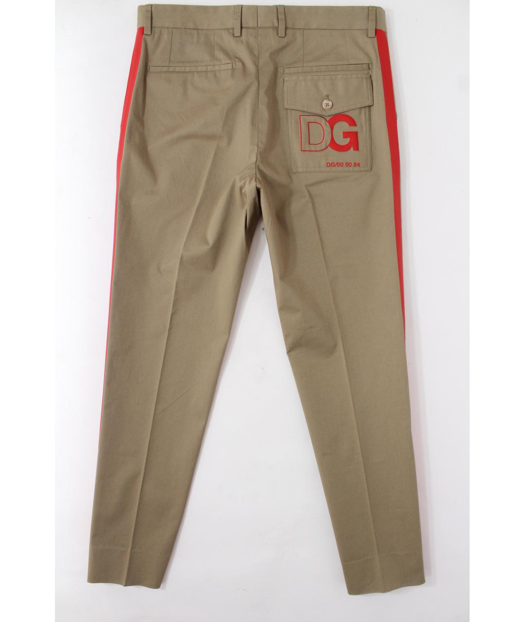 DOLCE&GABBANA Бежевые хлопковые классические брюки, фото 3