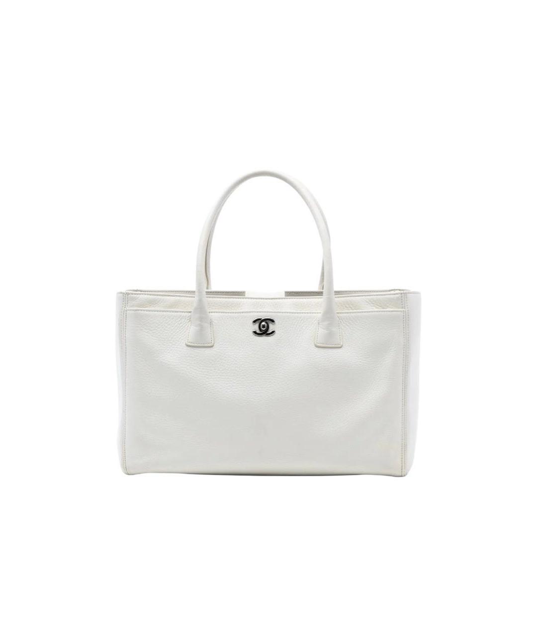CHANEL Белая кожаная сумка с короткими ручками, фото 7