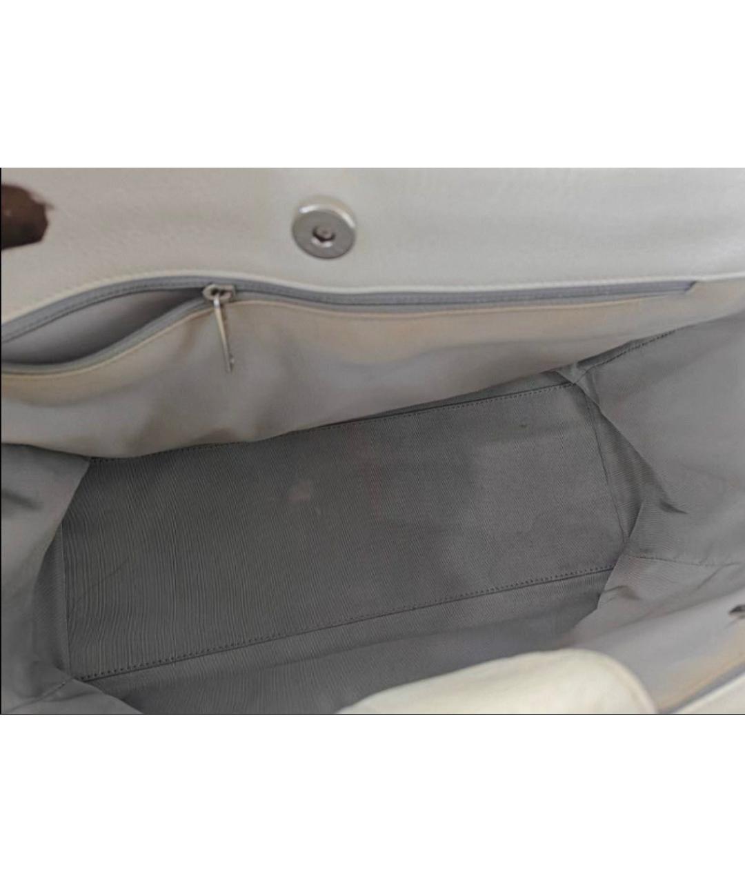 CHANEL Белая кожаная сумка с короткими ручками, фото 6