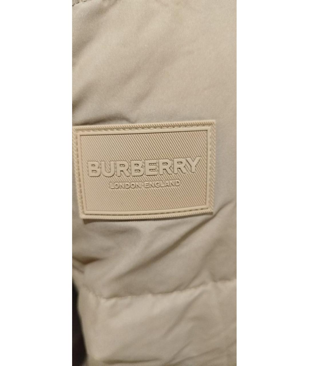 BURBERRY Бежевый полиамидовый пуховик, фото 3