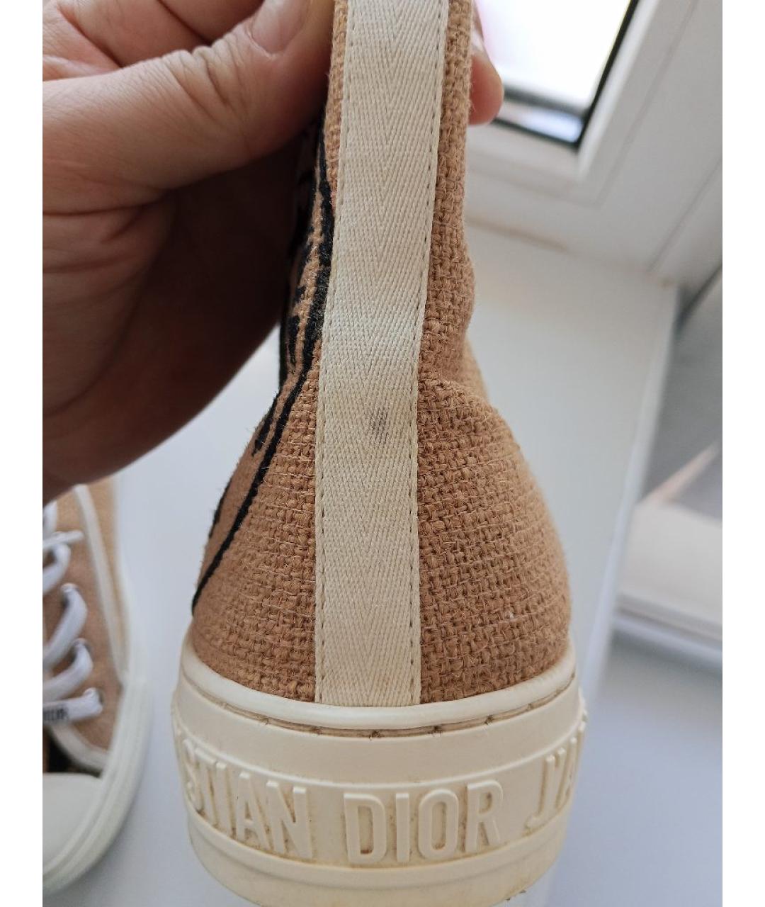 CHRISTIAN DIOR Горчичные текстильные кеды, фото 7