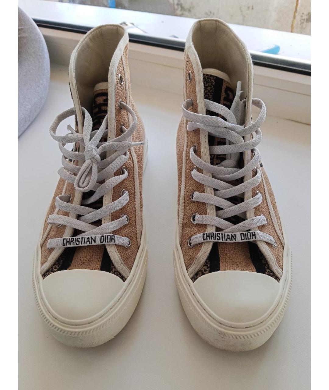 CHRISTIAN DIOR Горчичные текстильные кеды, фото 2