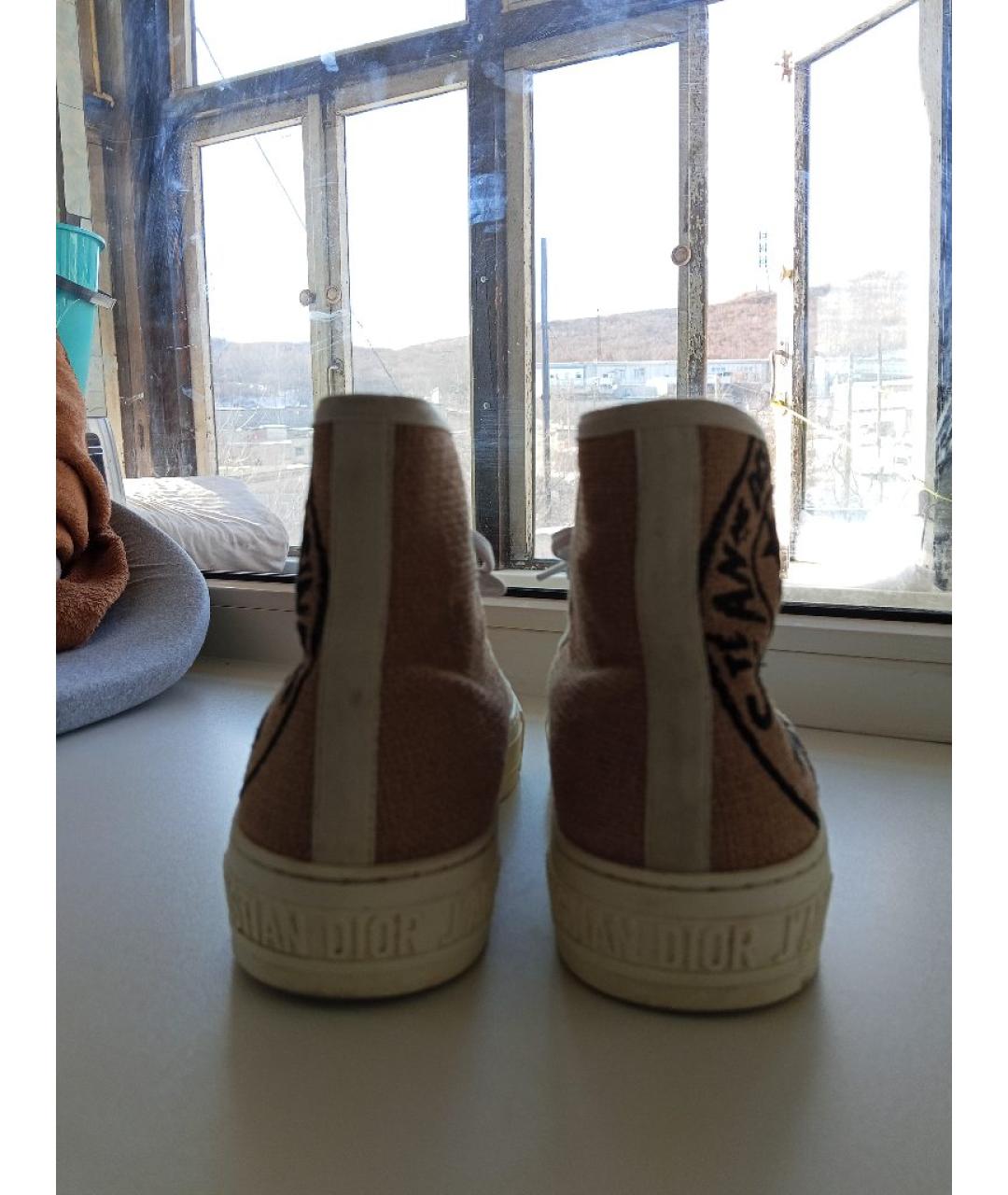 CHRISTIAN DIOR Горчичные текстильные кеды, фото 4