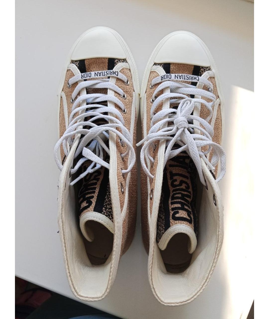 CHRISTIAN DIOR Горчичные текстильные кеды, фото 3