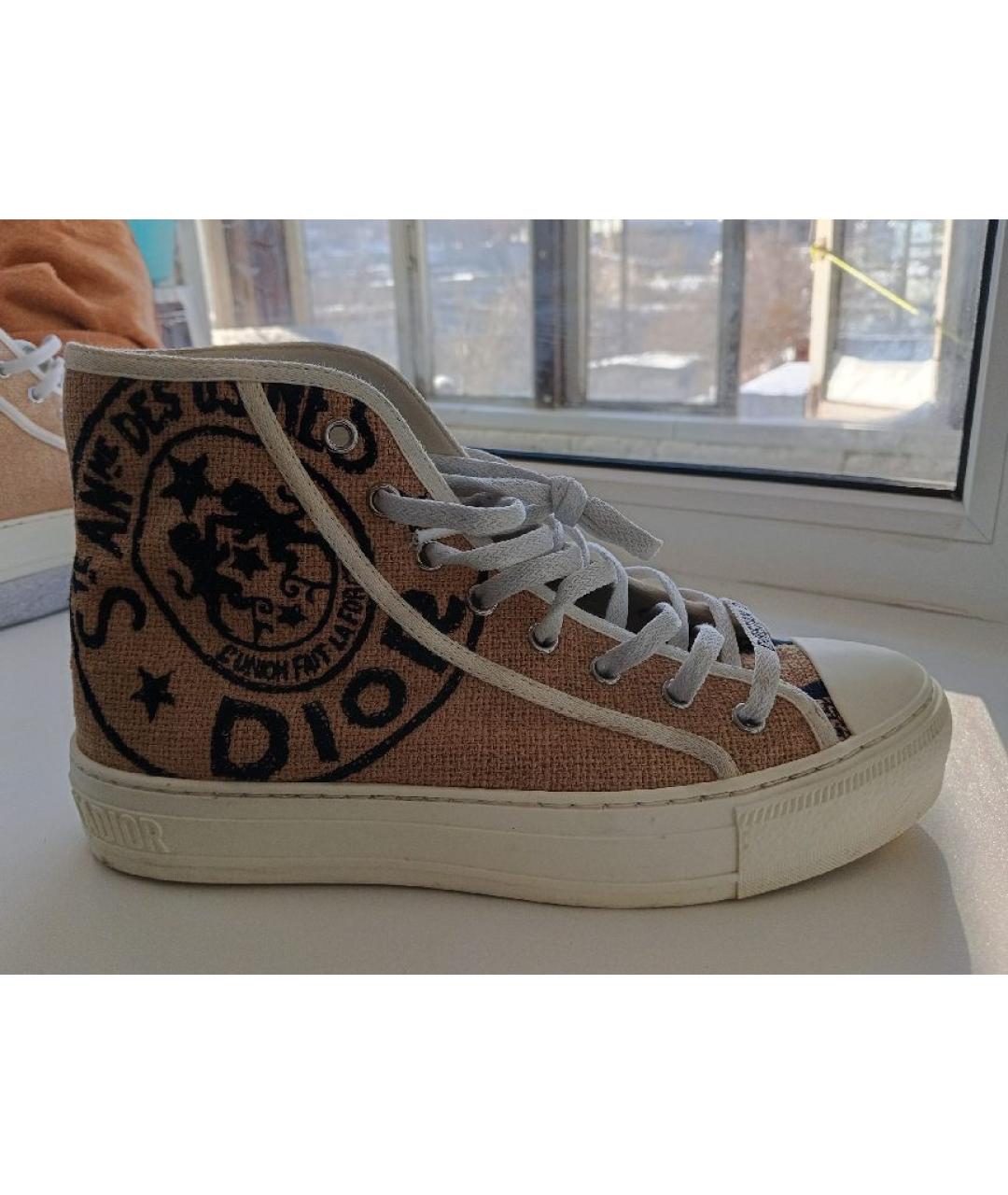 CHRISTIAN DIOR Горчичные текстильные кеды, фото 10