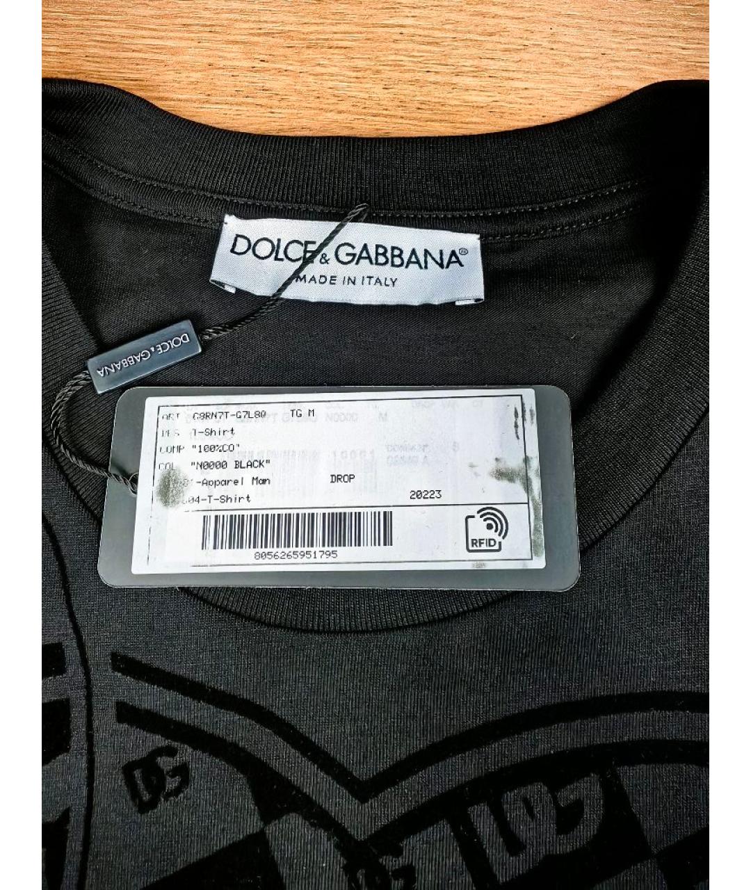 DOLCE&GABBANA Черная хлопковая футболка, фото 3