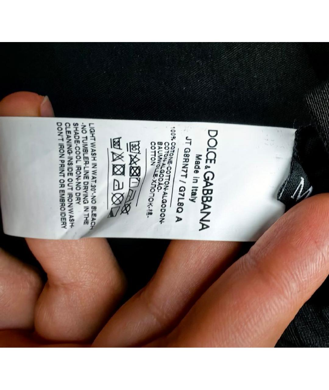 DOLCE&GABBANA Черная хлопковая футболка, фото 5