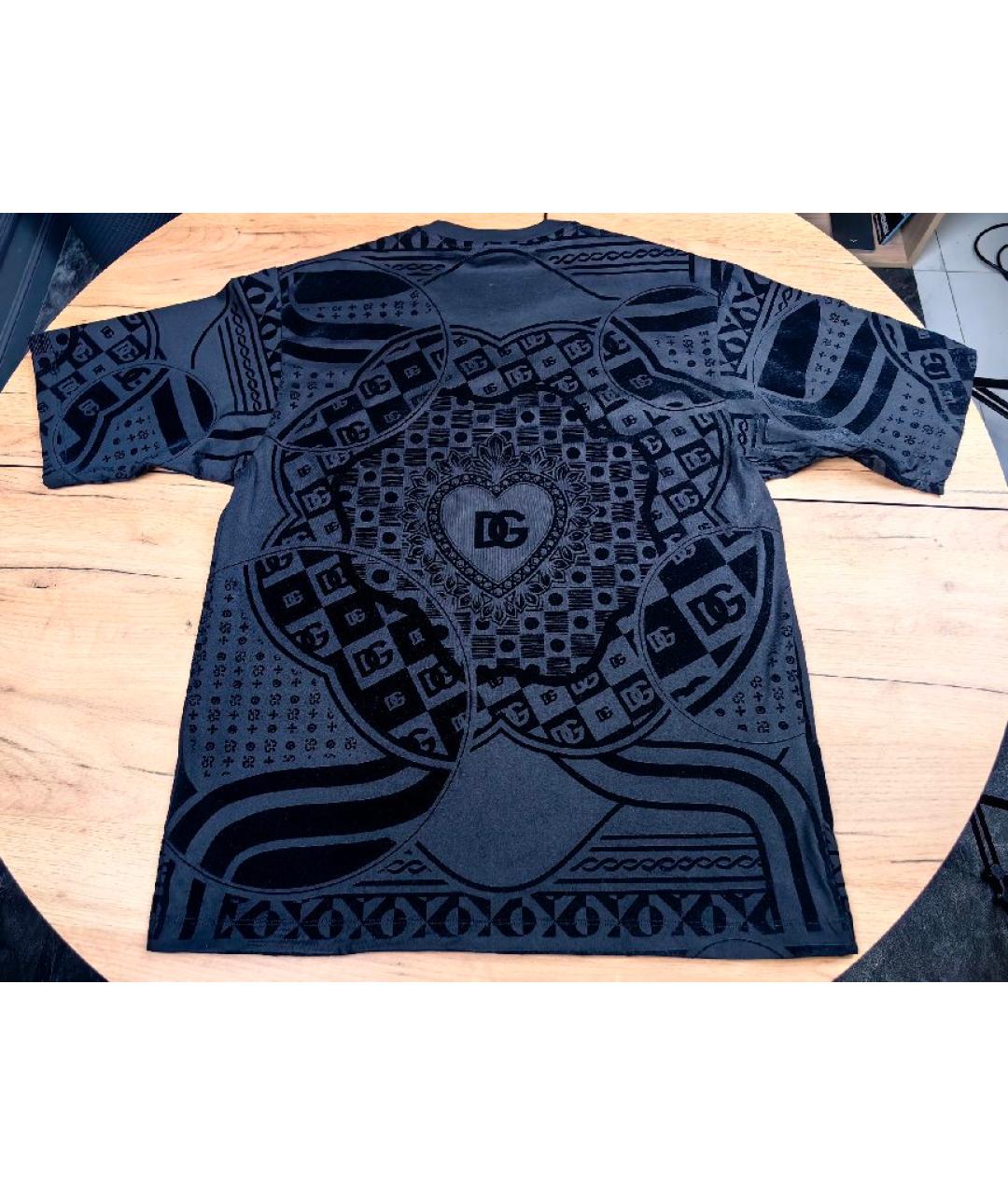 DOLCE&GABBANA Черная хлопковая футболка, фото 8