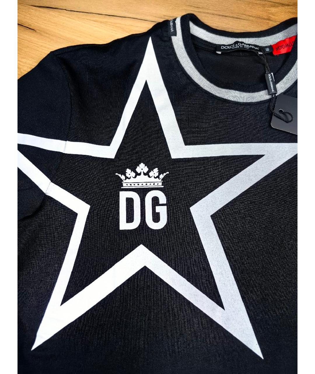 DOLCE&GABBANA Черная хлопковая футболка, фото 3