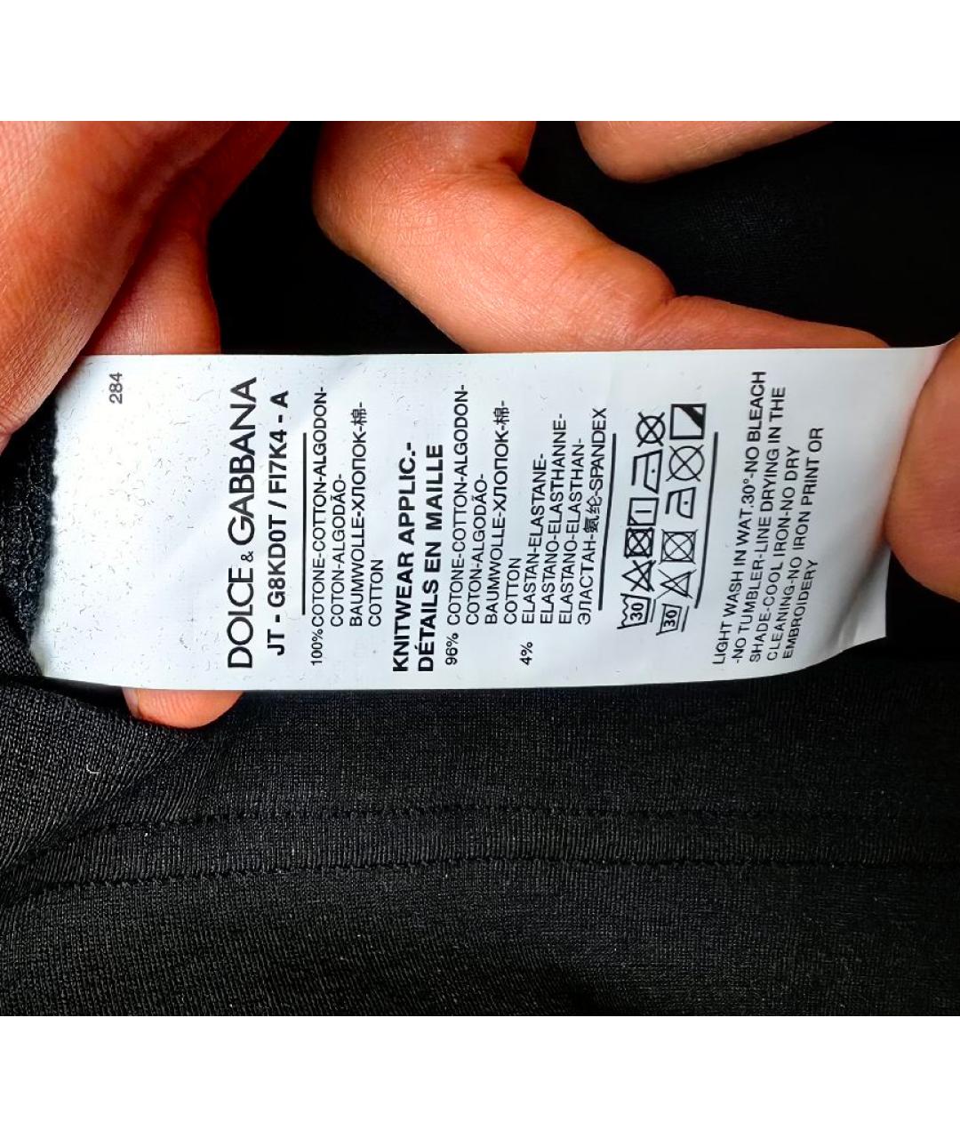 DOLCE&GABBANA Черная хлопковая футболка, фото 6