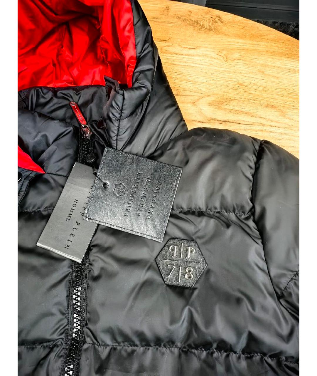 PHILIPP PLEIN Черный полиэстеровый пуховик, фото 4