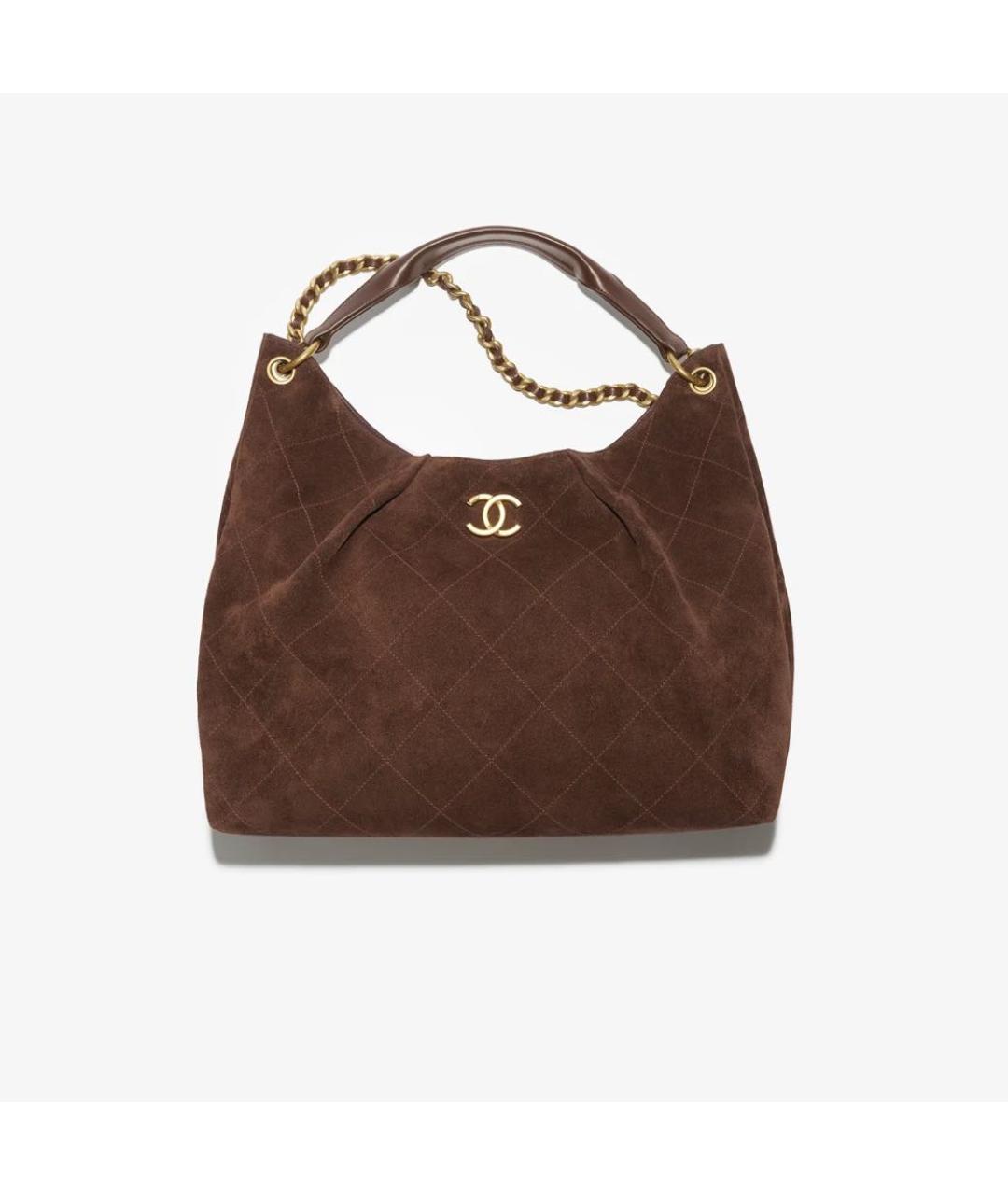 CHANEL Коричневая замшевая сумка через плечо, фото 4